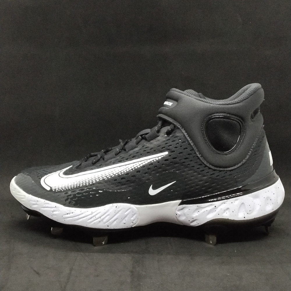 Nike Huarache Elite 4 Mid "Black White" Metal Cleat Baseball Sneaker Sz 9